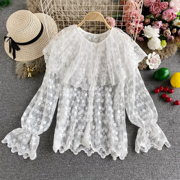 Stílusos női ing széles modell ovális nyakkivágással