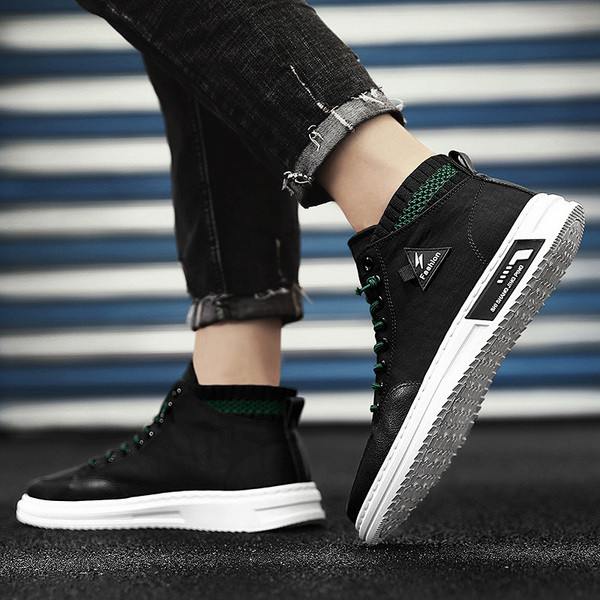 Meeste kõrged tossud ökonaha ja -kanga kombinatsioon