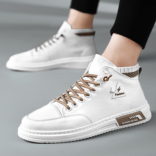 Meeste kõrged tossud ökonaha ja -kanga kombinatsioon