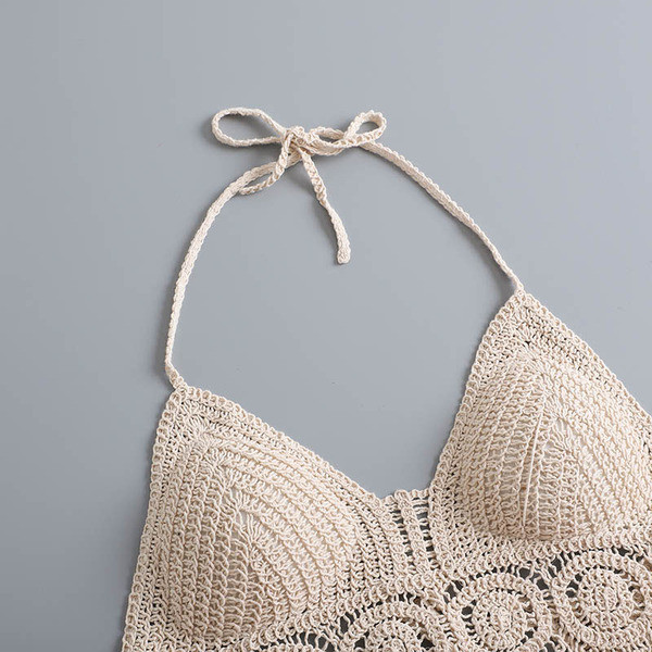 Modernus moteriškas megztas trumpas krūtinukas