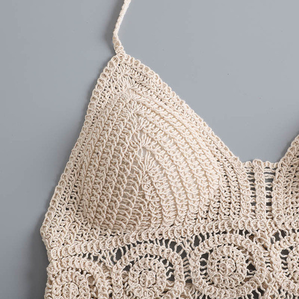 Modernus moteriškas megztas trumpas krūtinukas