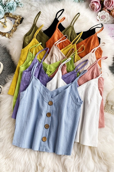 Praegune naiste tank top lai nööpidega mudel