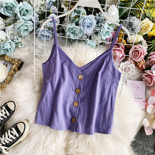 Praegune naiste tank top lai nööpidega mudel