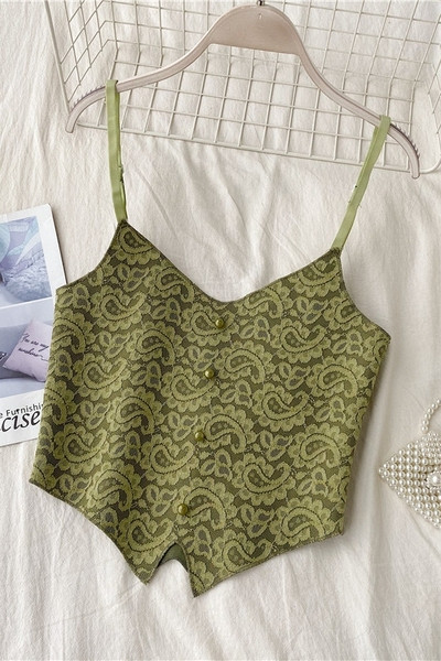 Moodne naiste tanktop asümmeetriline õhukeste rihmadega mudel