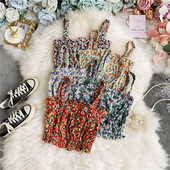 Moderna ženska kratka majica bez rukava s cvjetnim uzorkom i gumicom