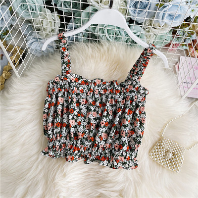 Moderna ženska kratka majica bez rukava s cvjetnim uzorkom i gumicom