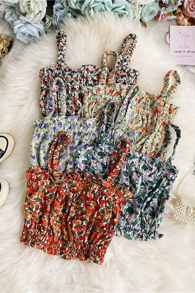 Moderna ženska kratka majica bez rukava s cvjetnim uzorkom i gumicom