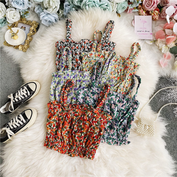 Moderna ženska kratka majica bez rukava s cvjetnim uzorkom i gumicom