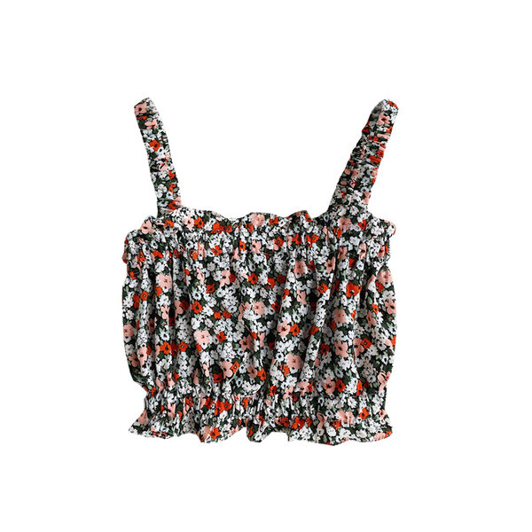 Moderna ženska kratka majica bez rukava s cvjetnim uzorkom i gumicom