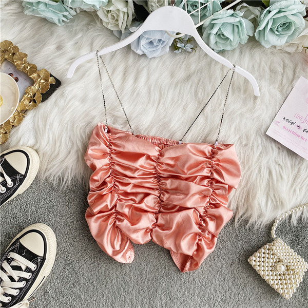 Stiilne naiste lühike õhukeste rihmadega topp tavaline mudel