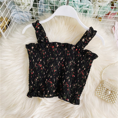 Lillemustri ja laiade rihmadega vabaaja naiste topp