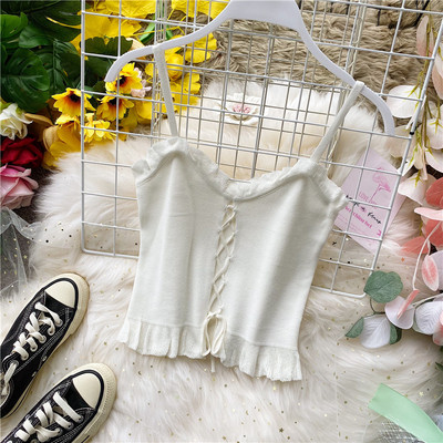 Női lezser felső vékony pánttal és megkötővel