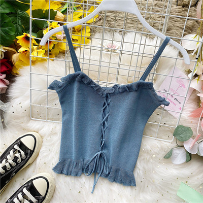 Női lezser felső vékony pánttal és megkötővel