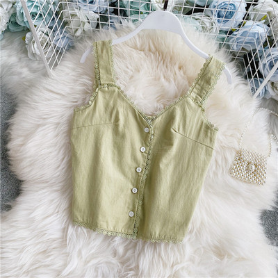 Női lezser felső széles pántokkal és gombokkal