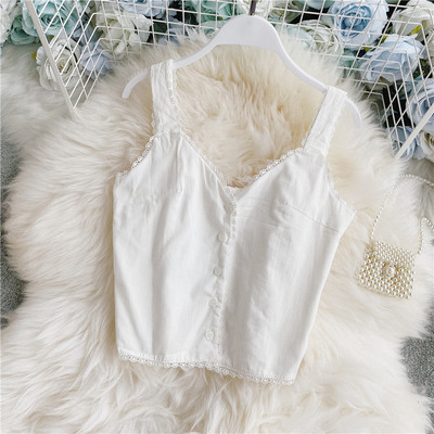 Női lezser felső széles pántokkal és gombokkal