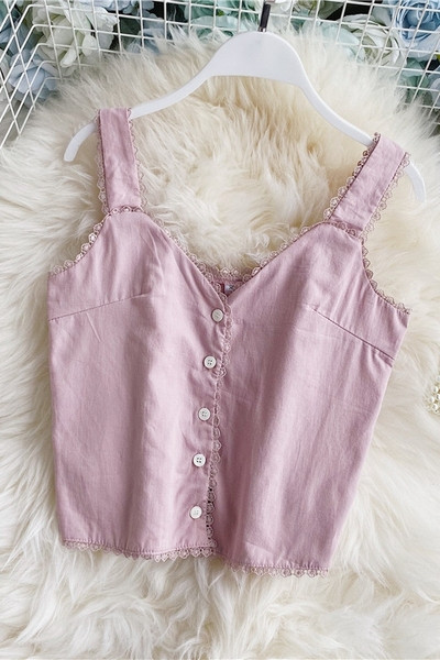 Női lezser felső széles pántokkal és gombokkal