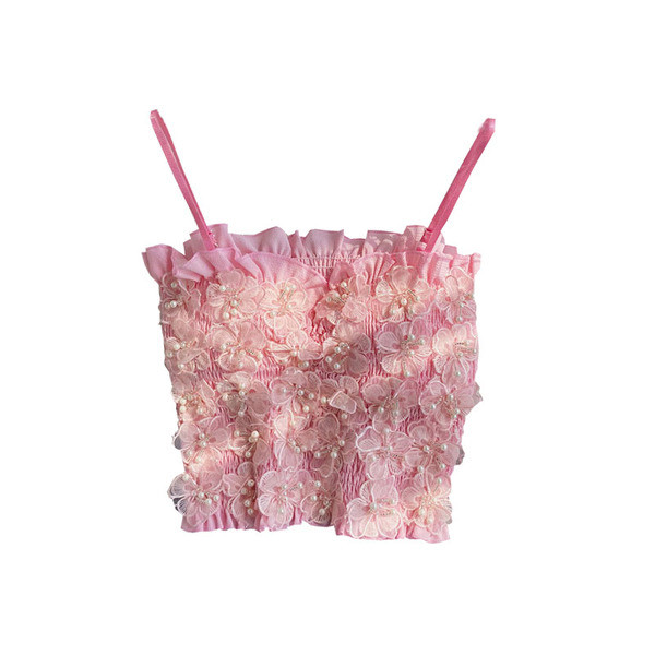 Elegantna ženska kratka majica bez rukava s perlicama