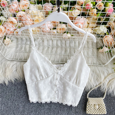 Női mindennapi mellszoba spitz nyakkivágással és gombokkal