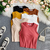 Ümara kaelusega vabaaja naiste topp, puhas mudel