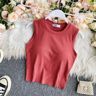 Ümara kaelusega vabaaja naiste topp, puhas mudel