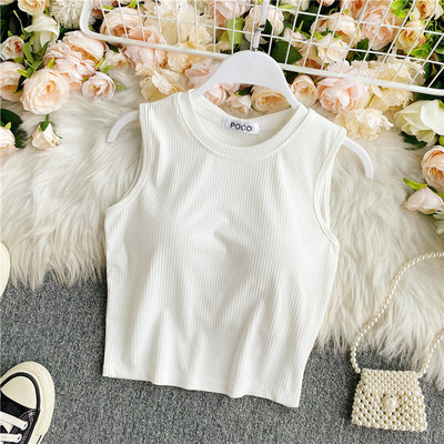 Ümara kaelusega vabaaja naiste topp, puhas mudel