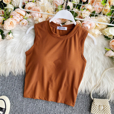 Ümara kaelusega vabaaja naiste topp, puhas mudel