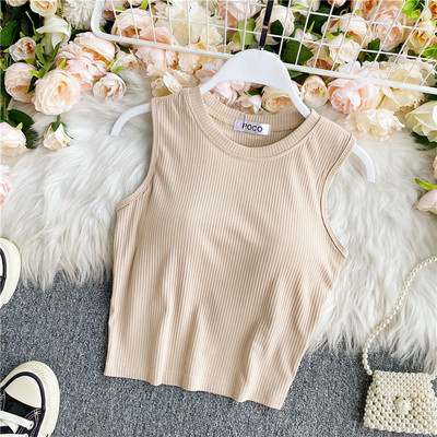 Ümara kaelusega vabaaja naiste topp, puhas mudel