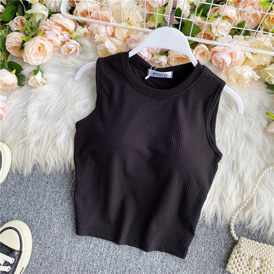 Ümara kaelusega vabaaja naiste topp, puhas mudel