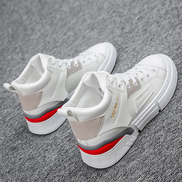 Öko bőrből készült magas férfi tornacipő