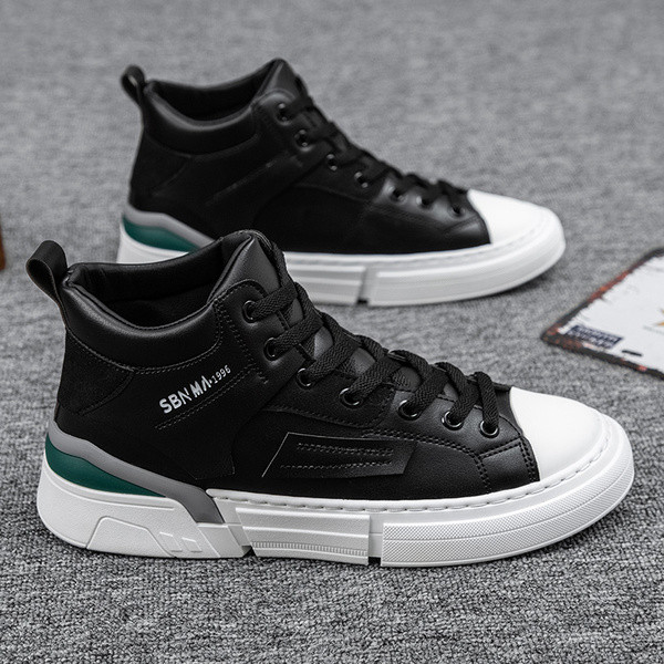 Öko bőrből készült magas férfi tornacipő