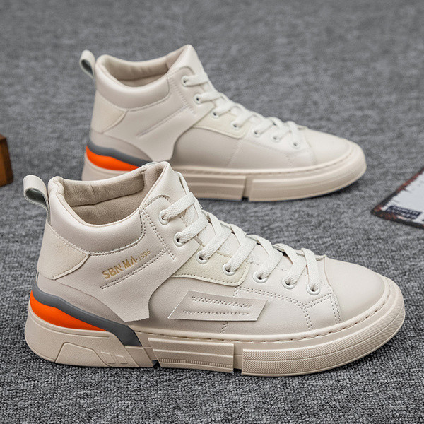 Öko bőrből készült magas férfi tornacipő