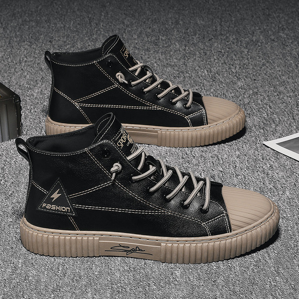 Magas férfi bőr tornacipő