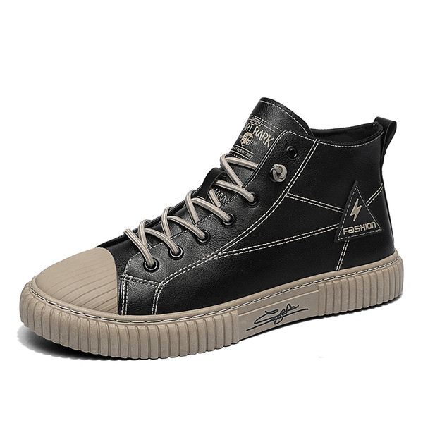 Magas férfi bőr tornacipő