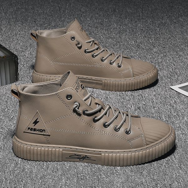 Magas férfi bőr tornacipő