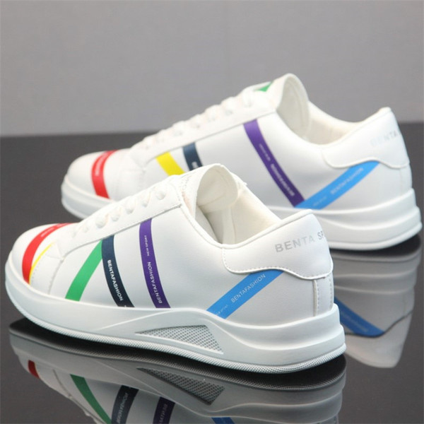 Eko bőrből készült alkalmi férfi tornacipő lapos talppal