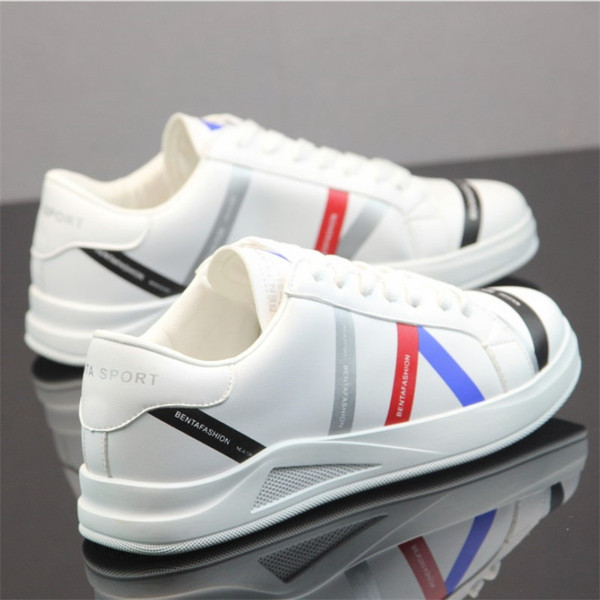 Eko bőrből készült alkalmi férfi tornacipő lapos talppal