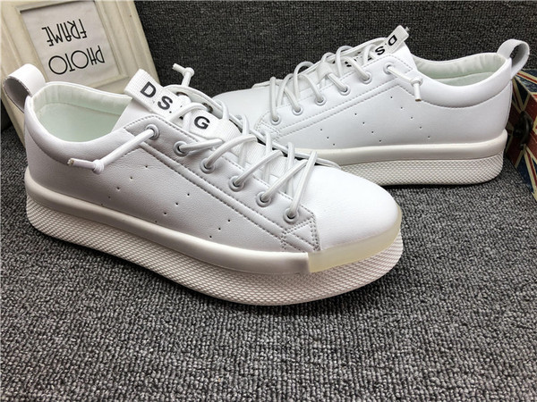 Férfi bőr tornacipő vastag talppal és fűzővel