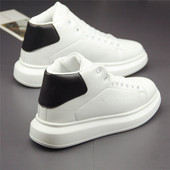 Eko bőrből készült férfi hétköznapi tornacipő vastag talppal