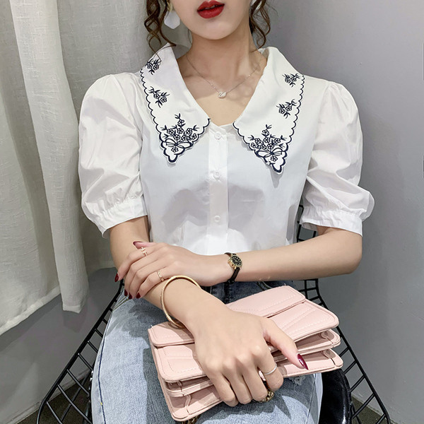 Stílusos női ing 3/4-es ujjal és hímzéssel