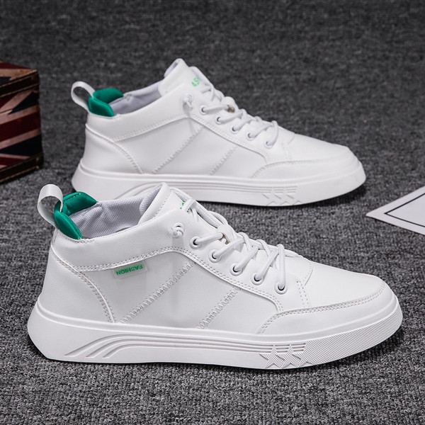 Eko-nahast valmistatud vabaaja valged meeste tossud