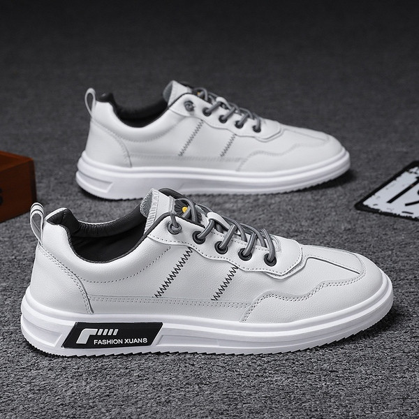 Modern, fűzős férfi bőr tornacipő