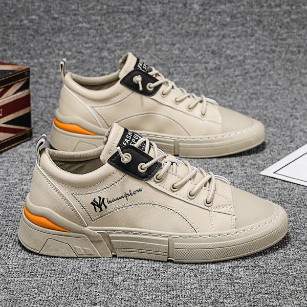 Eko bőrből készült férfi alkalmi tornacipő lapos talppal és felirattal