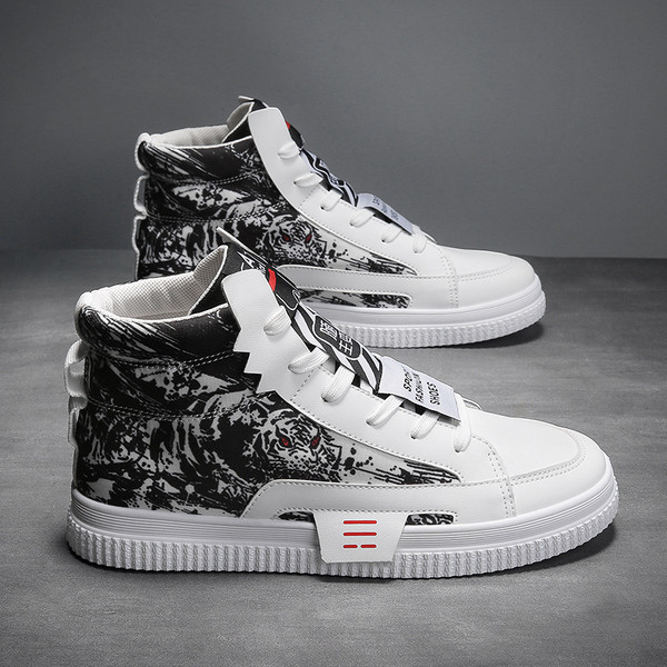 Férfi magas tornacipő mintával és fűzővel