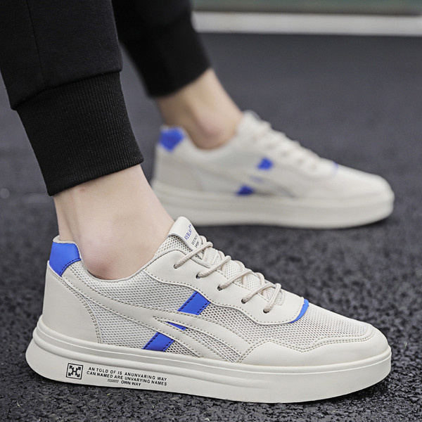 Alkalmi, légáteresztő férfi tornacipő fűzővel és egyenes talppal