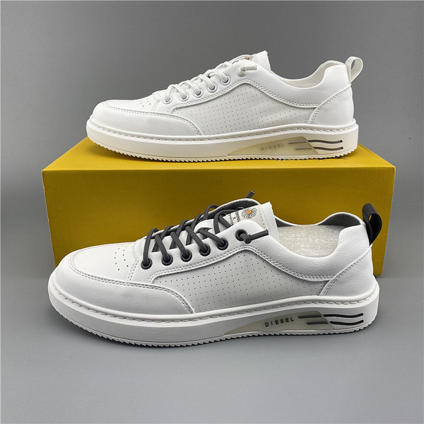 Alkalmi, lélegző bőr tornacipő fehér színben