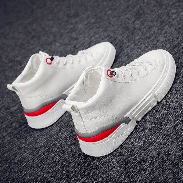 Visoke muške tenisice od eko kože sa ravnim đonom i vezicama