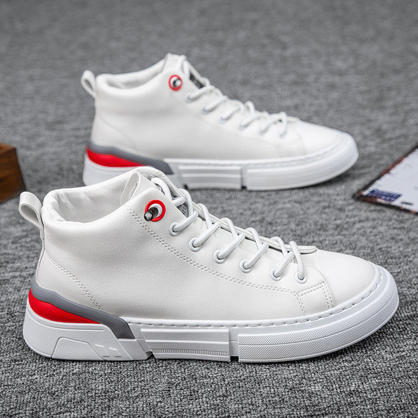 Visoke muške tenisice od eko kože sa ravnim đonom i vezicama