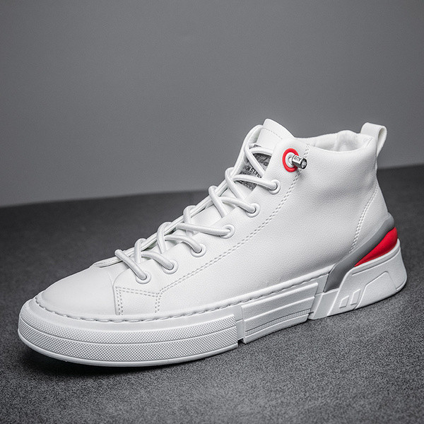 Visoke muške tenisice od eko kože sa ravnim đonom i vezicama