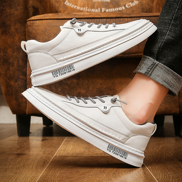 Eko bőrből készült stílusos férfi tornacipő lapos talppal és fűzővel