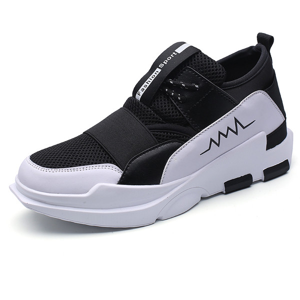 Sportos-alkalmi férfi tornacipő fűzővel, vastag fehér talppal